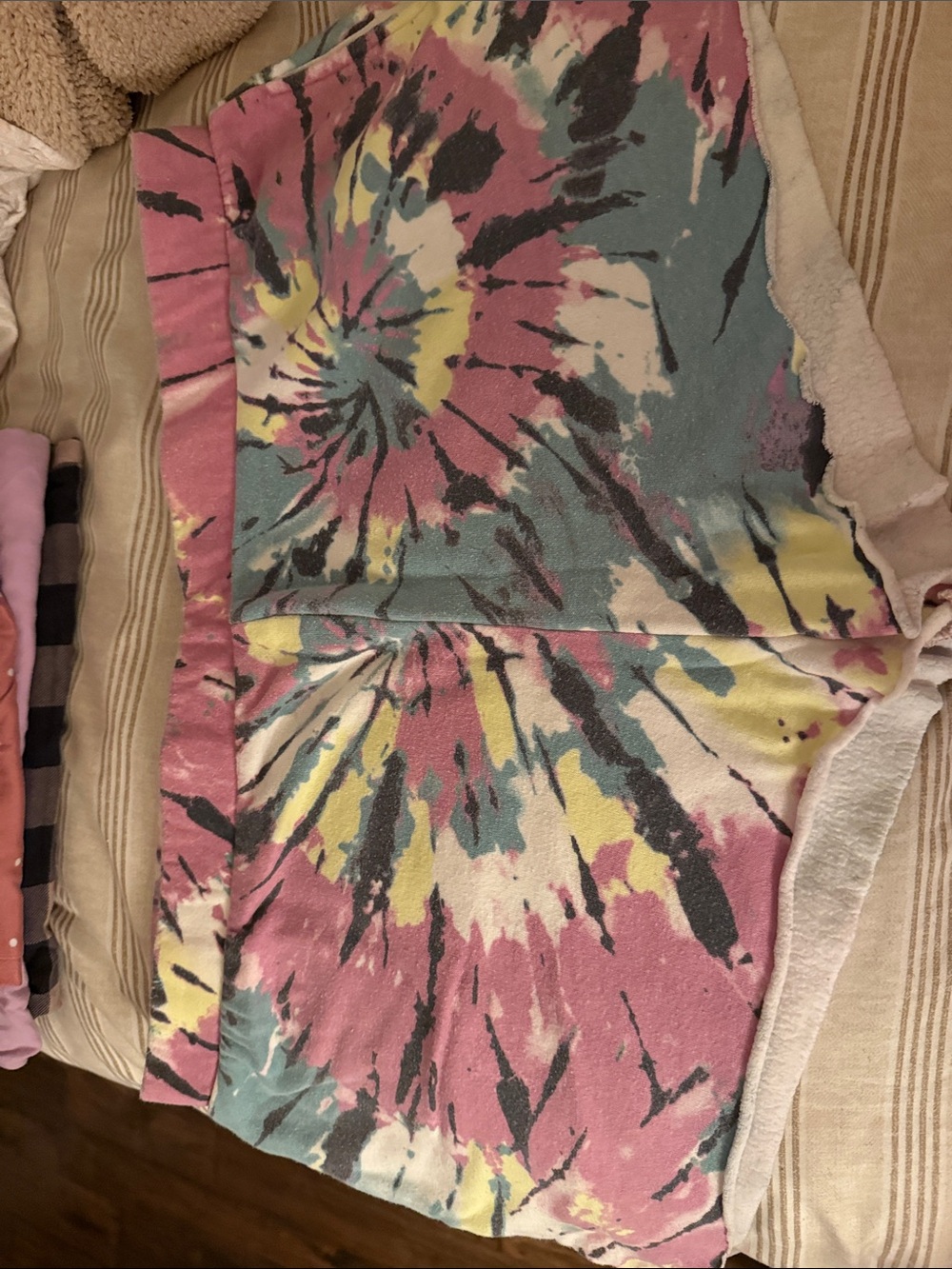 Colsie Tie-Dye Lounge Shorts in Pink, Blue, Yellow